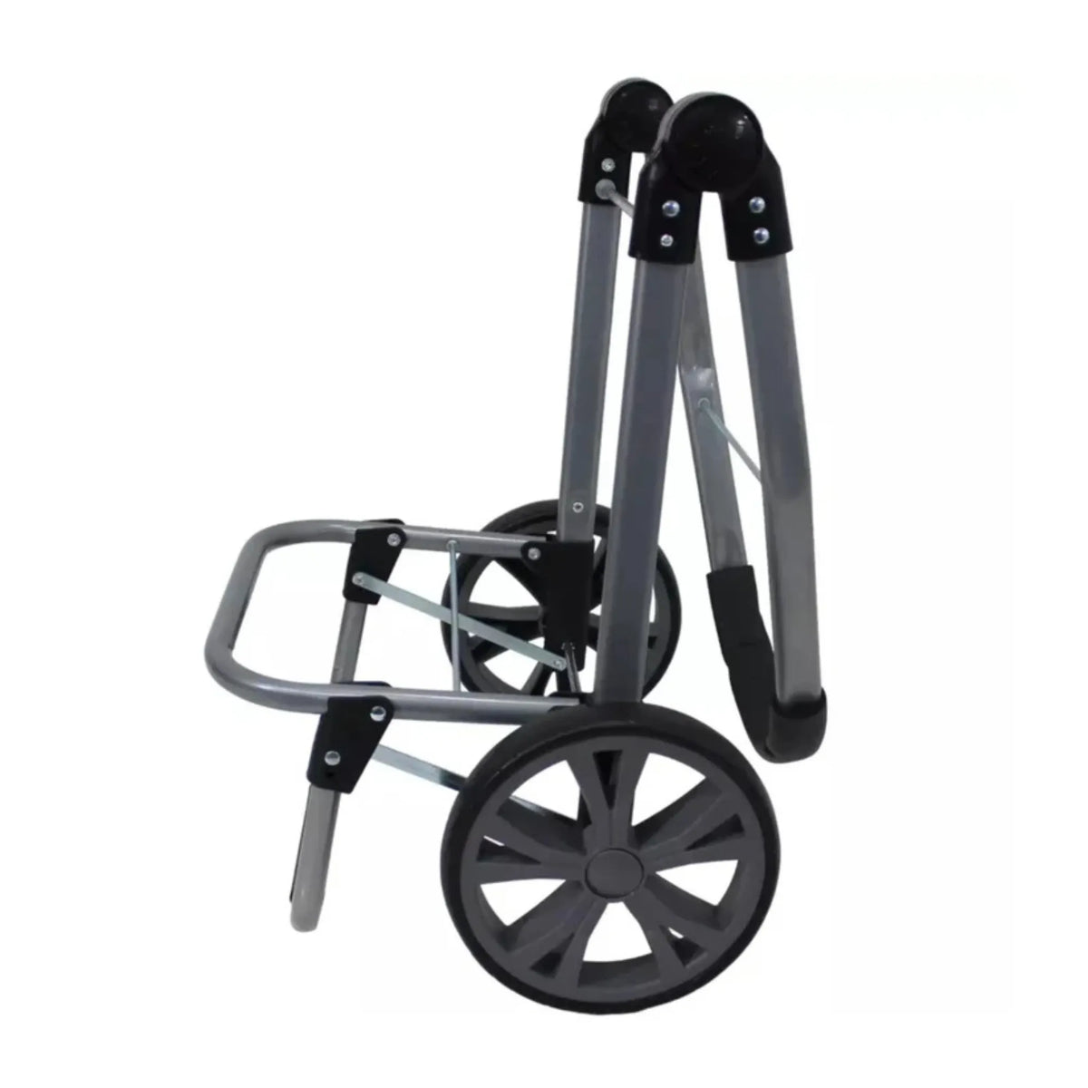 Foldable shopping trolley with wheels on a white background