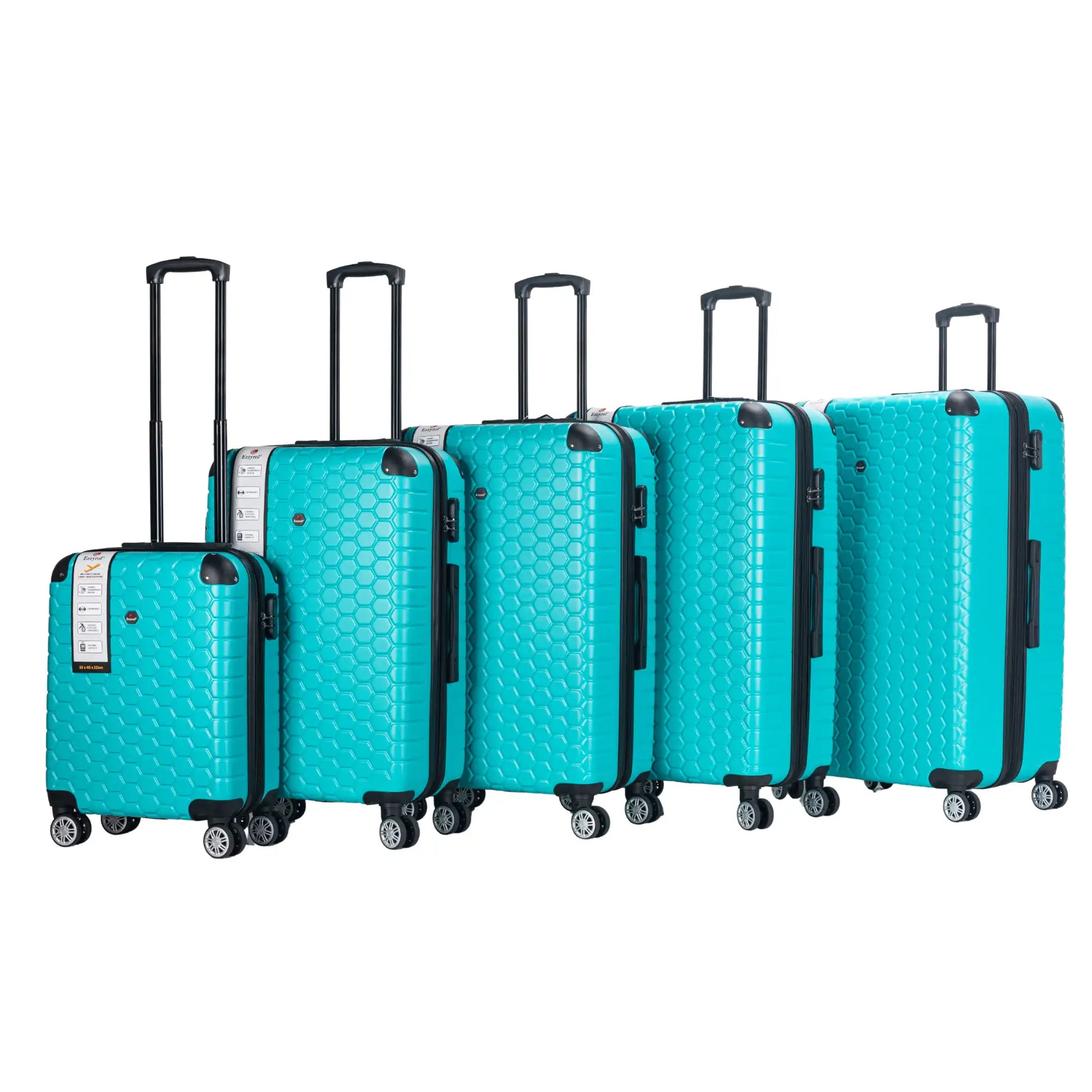 Ezzyrol BLD119 ABS 5-Piece Hard Shell Luggage Set Light Blue
