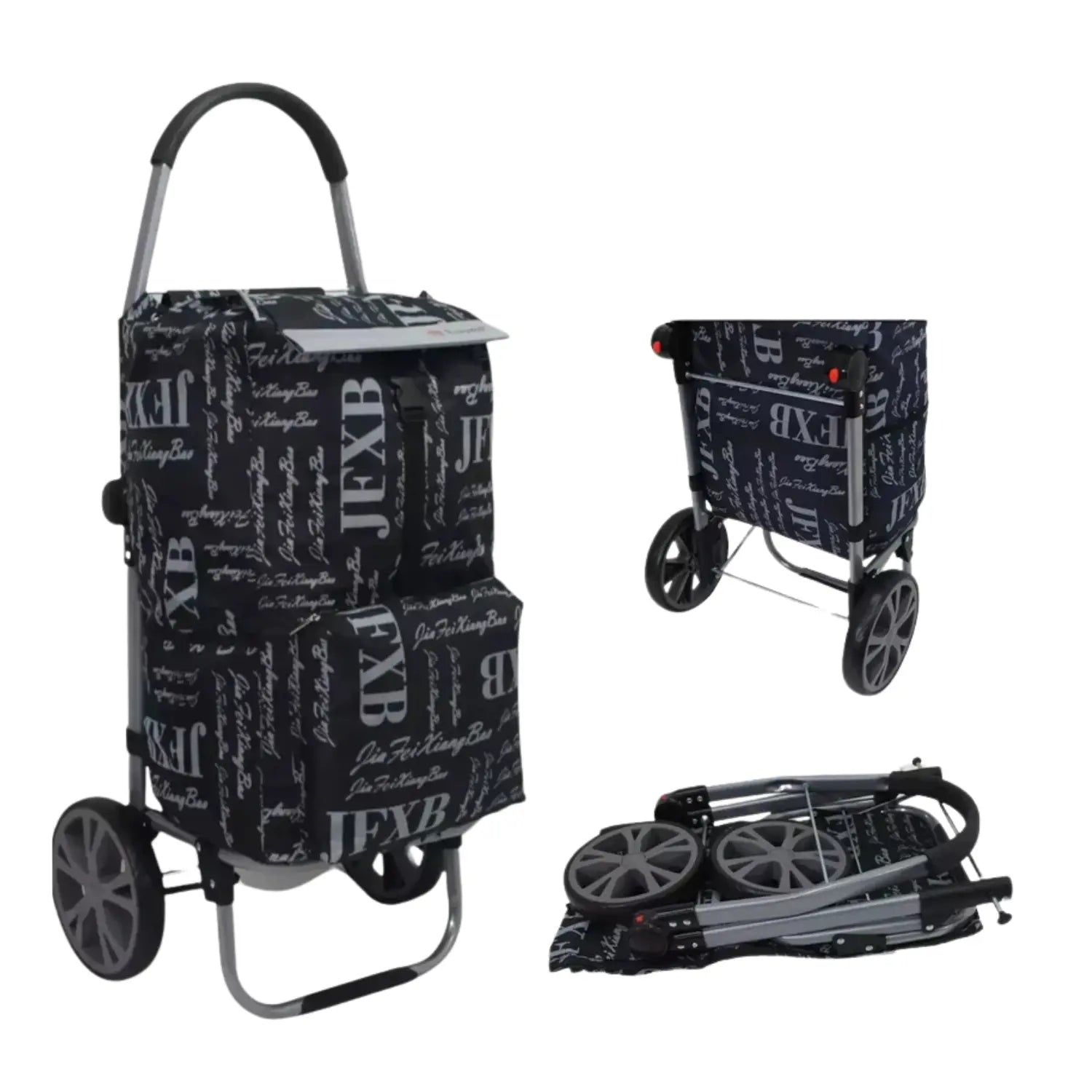 Ezzyrol Extra Large Lightweight big Wheeled foldable Shopping Trolley with insulated front pocket