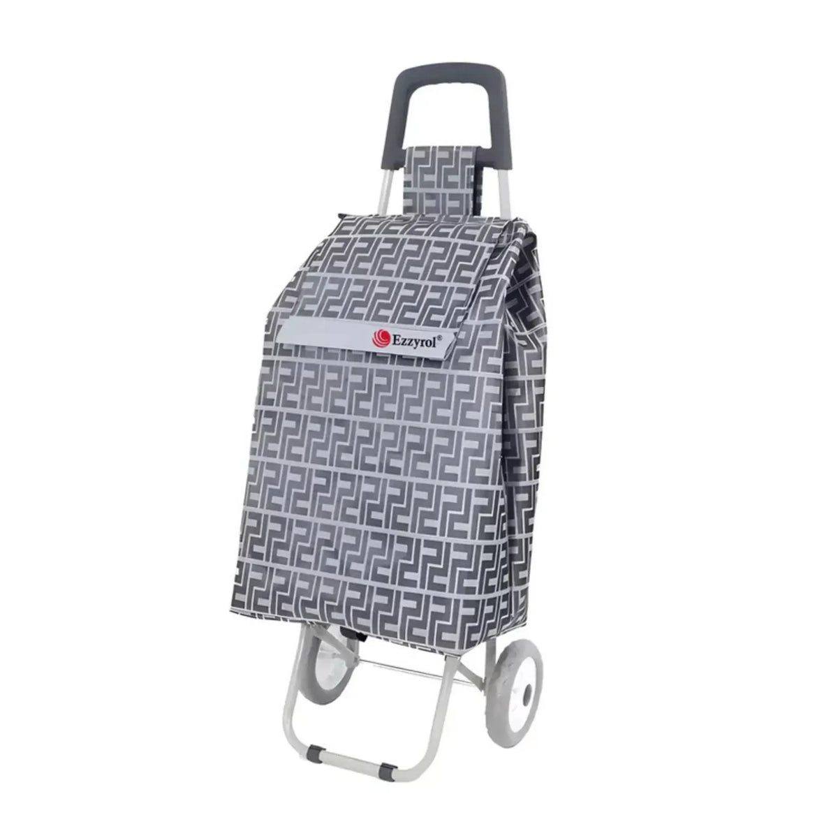 Cart bag with geometric pattern on a white background