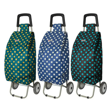 Ezzyrol Heavy-Duty Folding Shopping Trolley with Wheels Dots Pattern