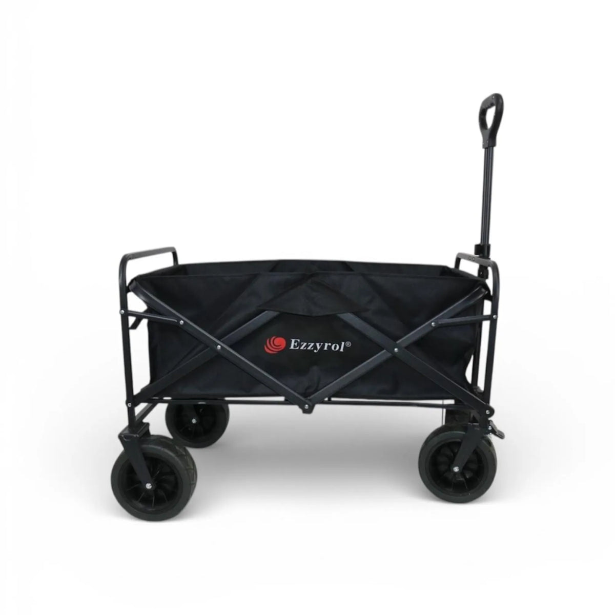 Black folding wagon with Ezzyrol logo on a white background