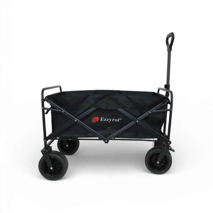 Black folding wagon with Ezzyrol logo on a white background