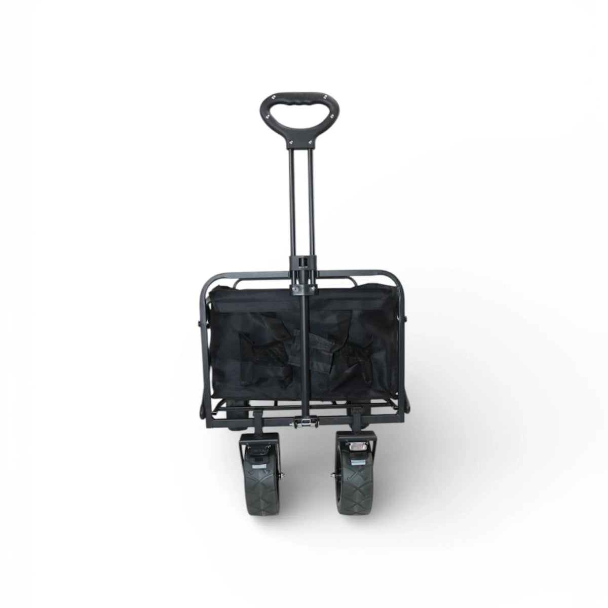 Black folding cart with wheels on a white background