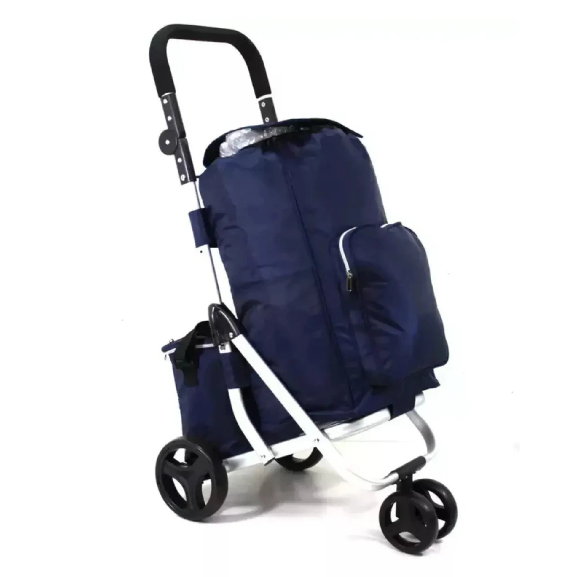 Large 4-Wheel Folding Shopping Trolley Cart - Lightweight, Waterproof, 40-60L Capacity With Adjustable Handle