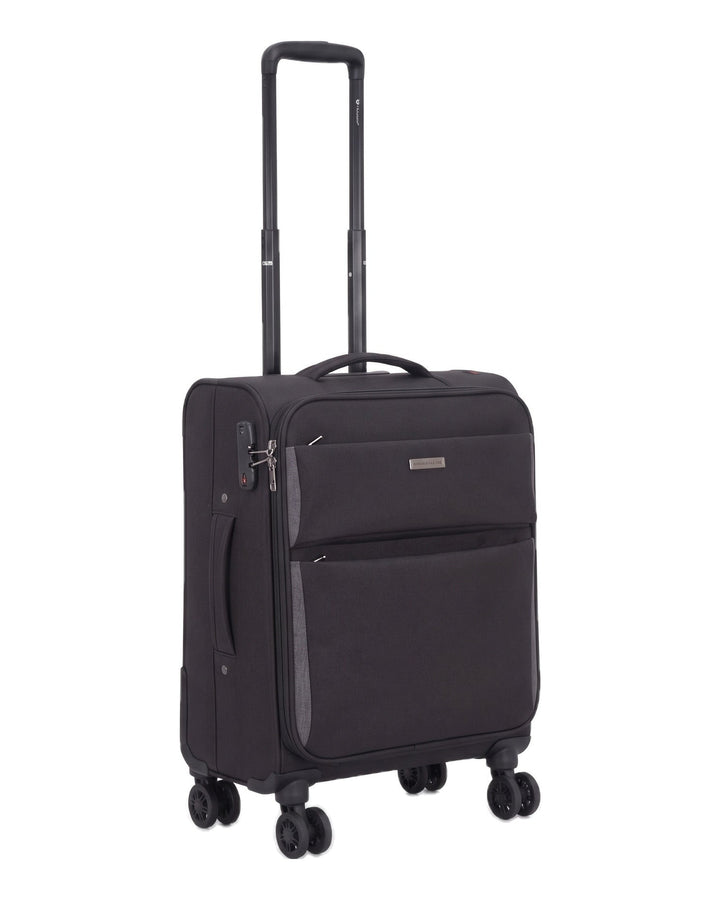 Grant Tailored Soft Shell Expandable Suitcase with TSA Lock, Cabin 20 inch in Black
