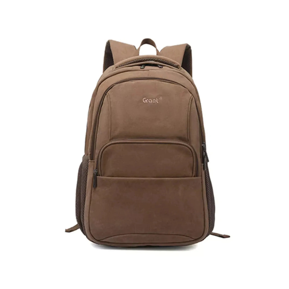 Brown backpack with 'Gant' branding on a white background