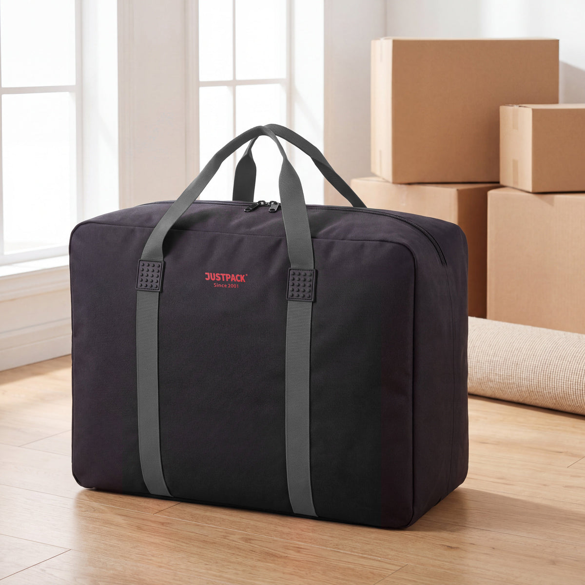 Black with Grey Straps Stowaway on moving day