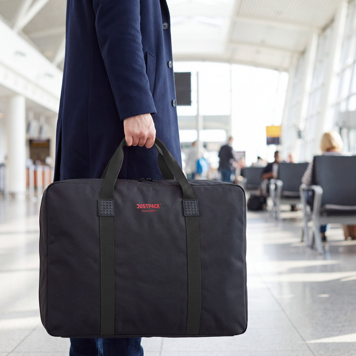 Black Stowaway carried through an airport