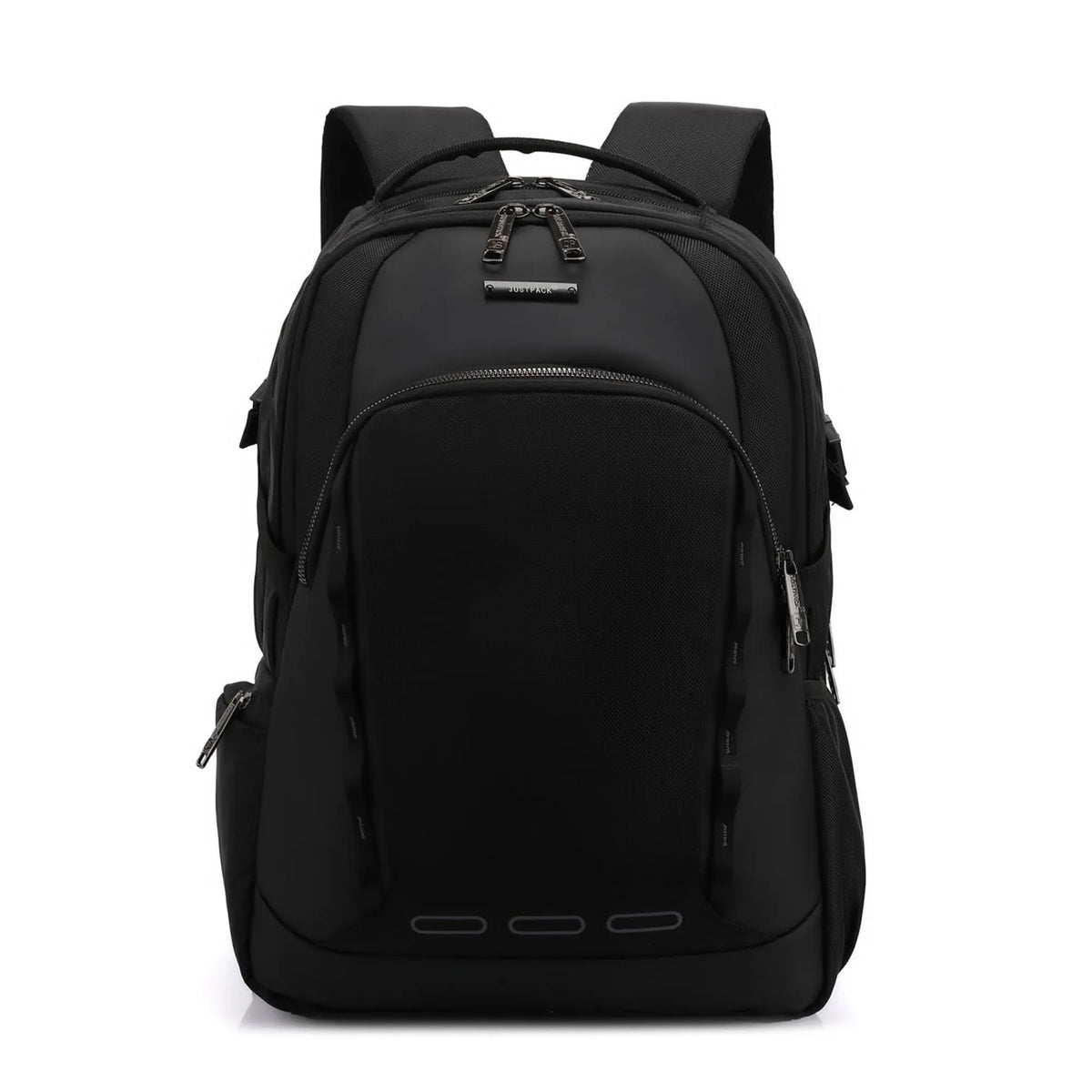 Black backpack on a white background