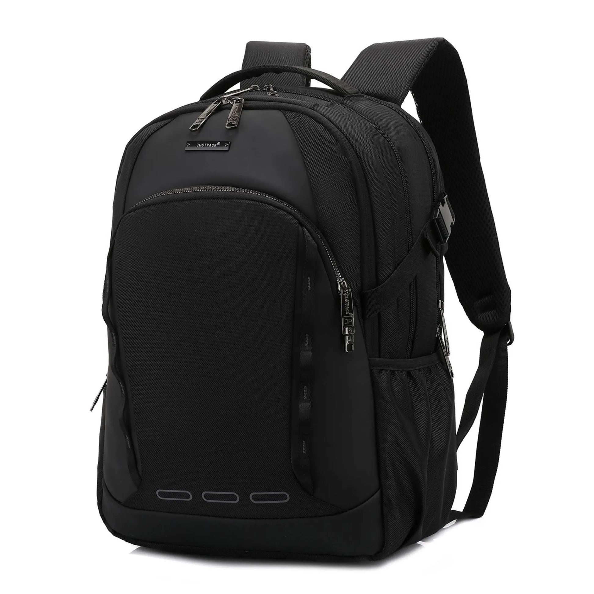 Black backpack on a white background