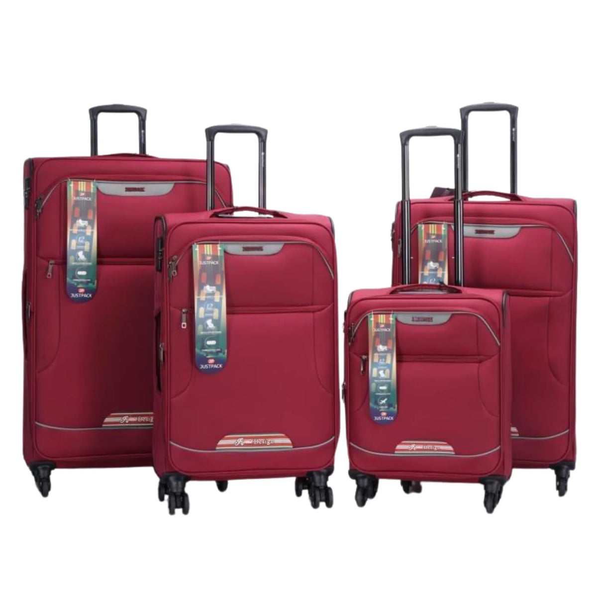 Kite soft shell luggage set of 4 in Burgundy: 18 inch underseat, 26, 28 and 32 inch