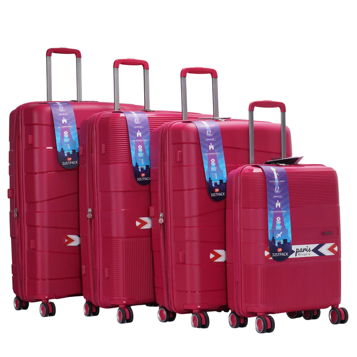 Justpack PL106 Unbreakable PP Luggage Set of 4, 20 to 30 Inch