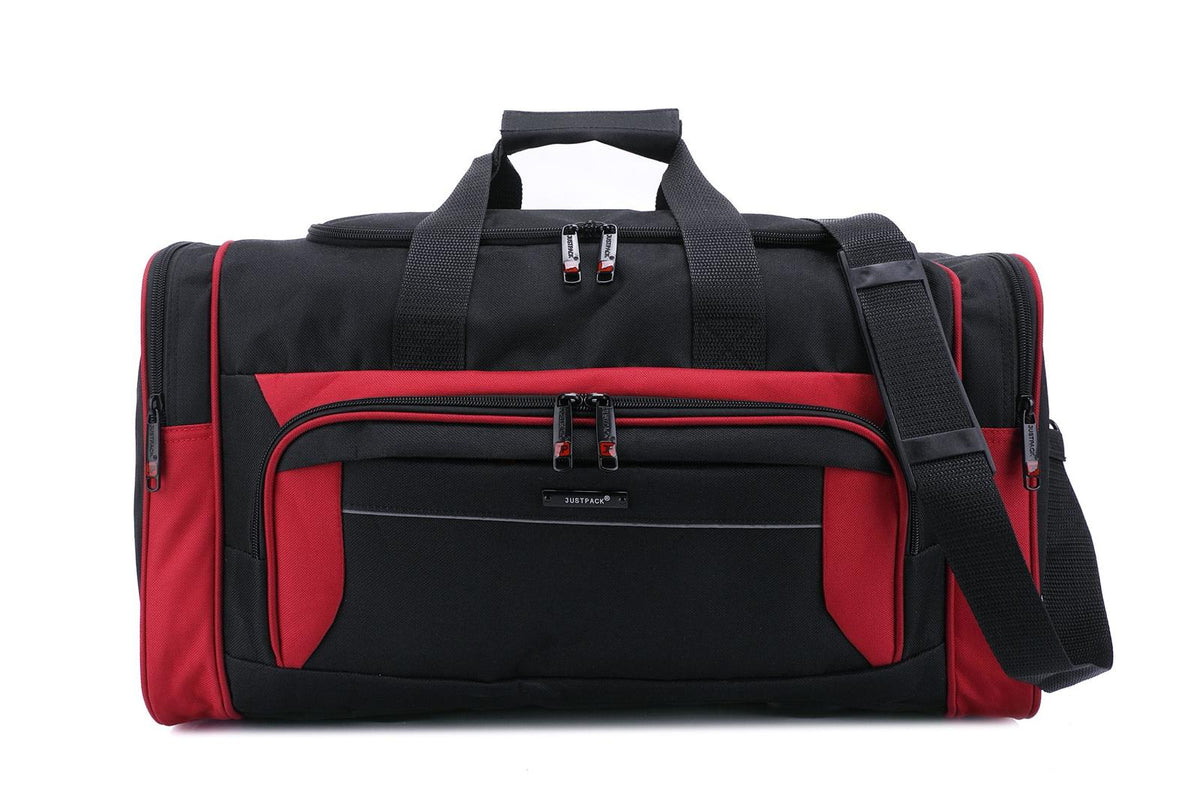 JUSTPACK Travel Duffel Bag - Holdall with Tablet & Wet Pockets, in red, 18" inch