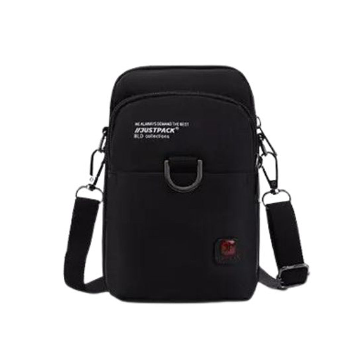 Compact Urban Shoulder Bag with Colourblock Style & Multiple Compartments, in black