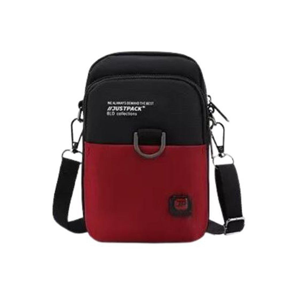 Compact Urban Shoulder Bag with Colourblock Style & Multiple Compartments, in maroon