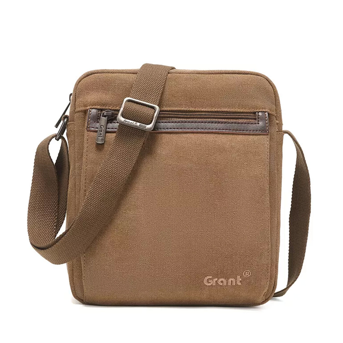 Compact Canvas Crossbody Bag, in brown
