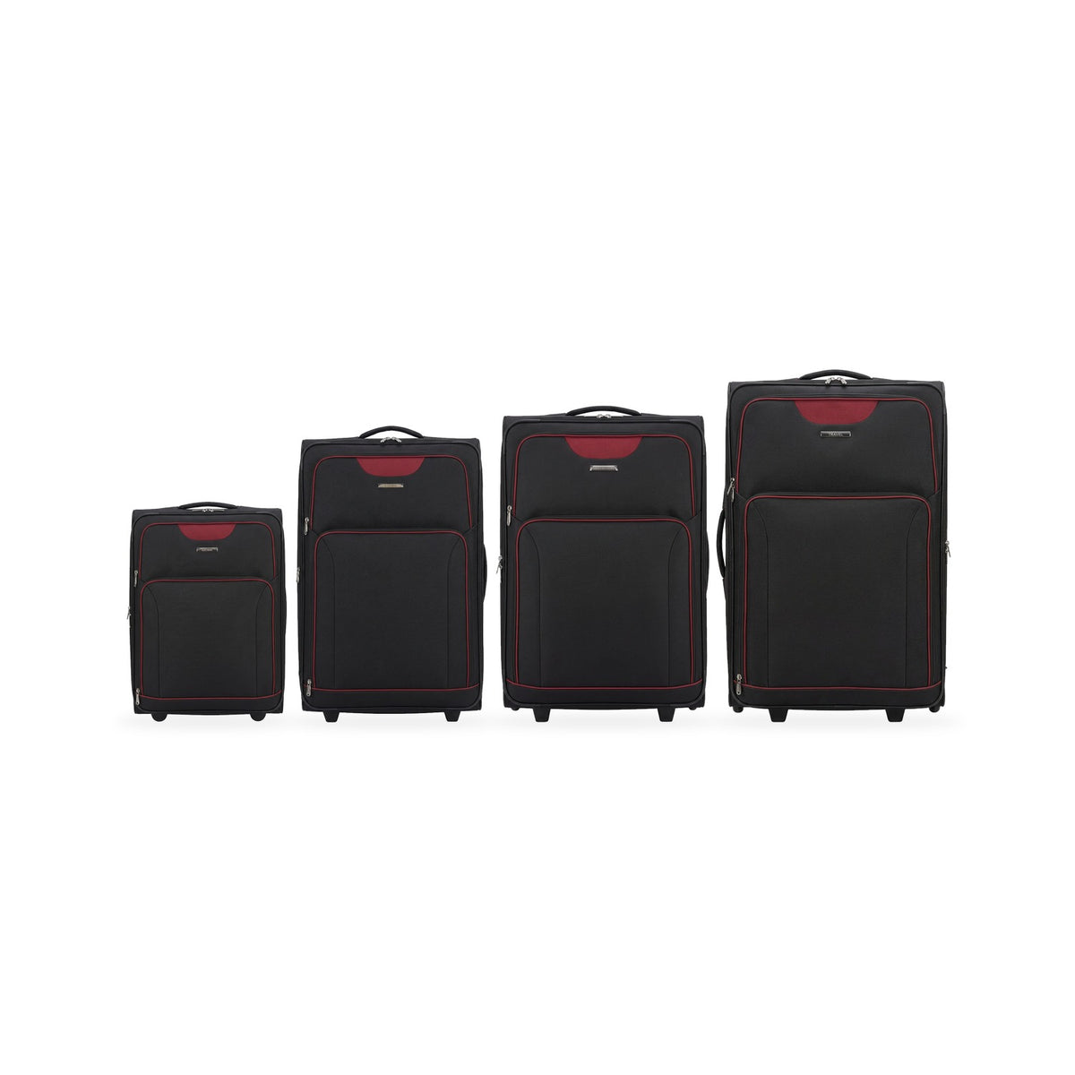 Inline in black, every size shown to scale from its tag measurements