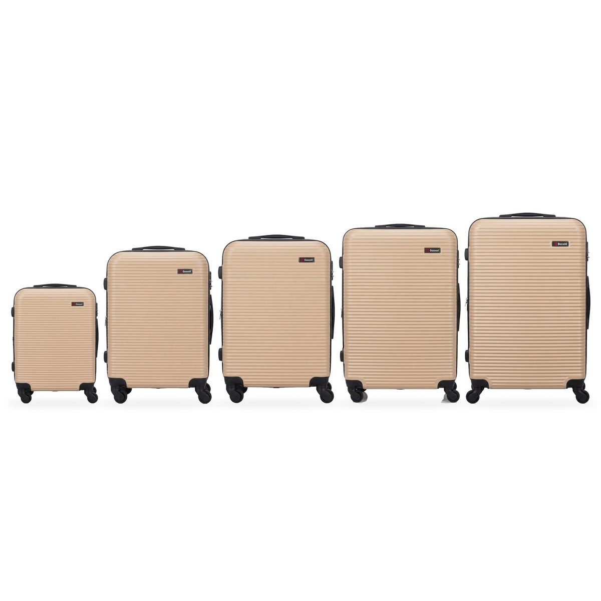 Ocean in beige, every size shown to scale from its tag measurements