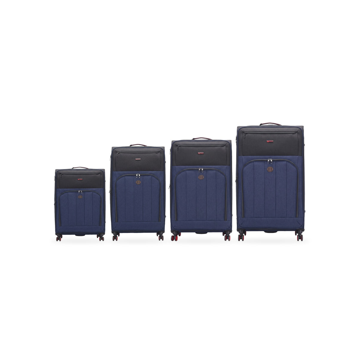 Poplin in navy, every size shown to scale from its tag measurements