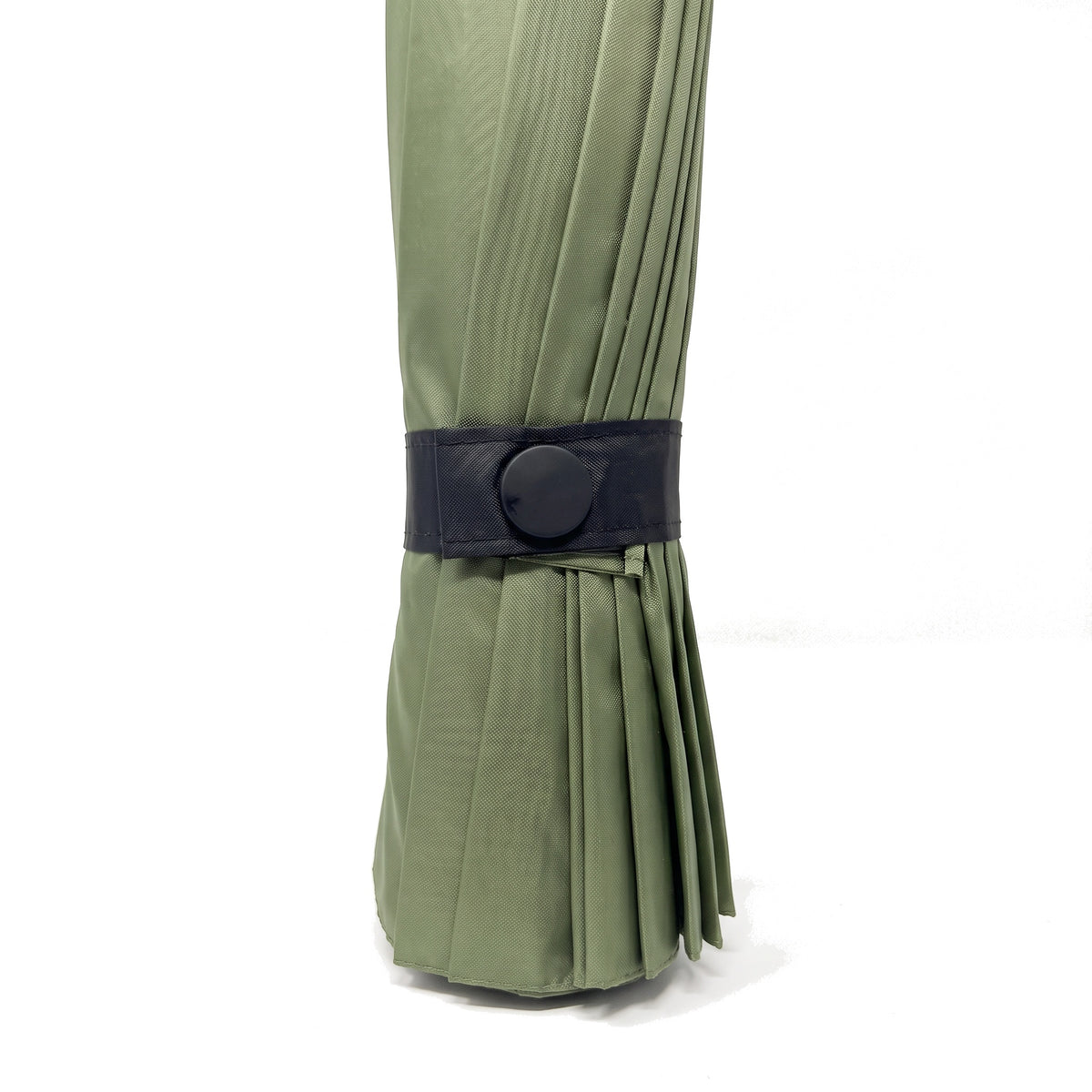Close-up of the hook and loop strap holding the green Ezzyrol Sovereign closed