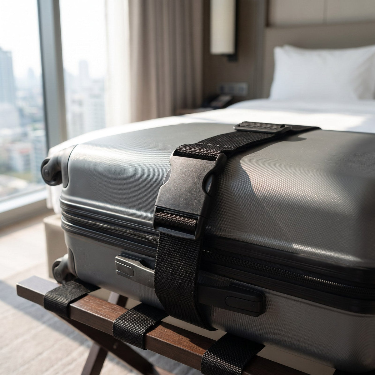 JUSTPACK Band luggage strap, hotel room arrival
