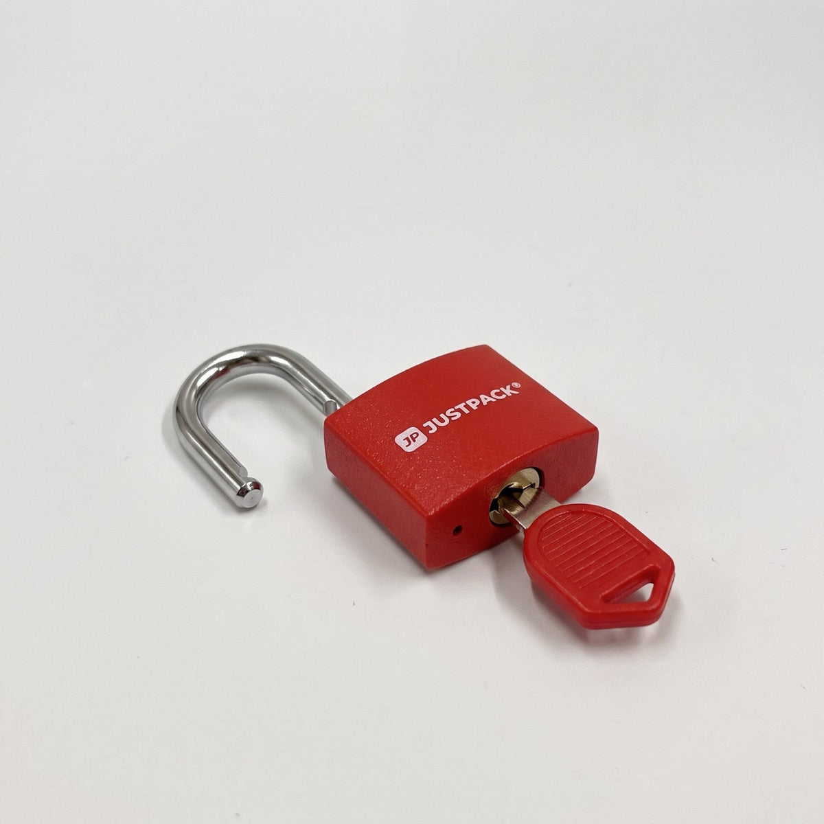 JUSTPACK Beacon keyed travel padlocks (2-pack) in red, padlock unlocked