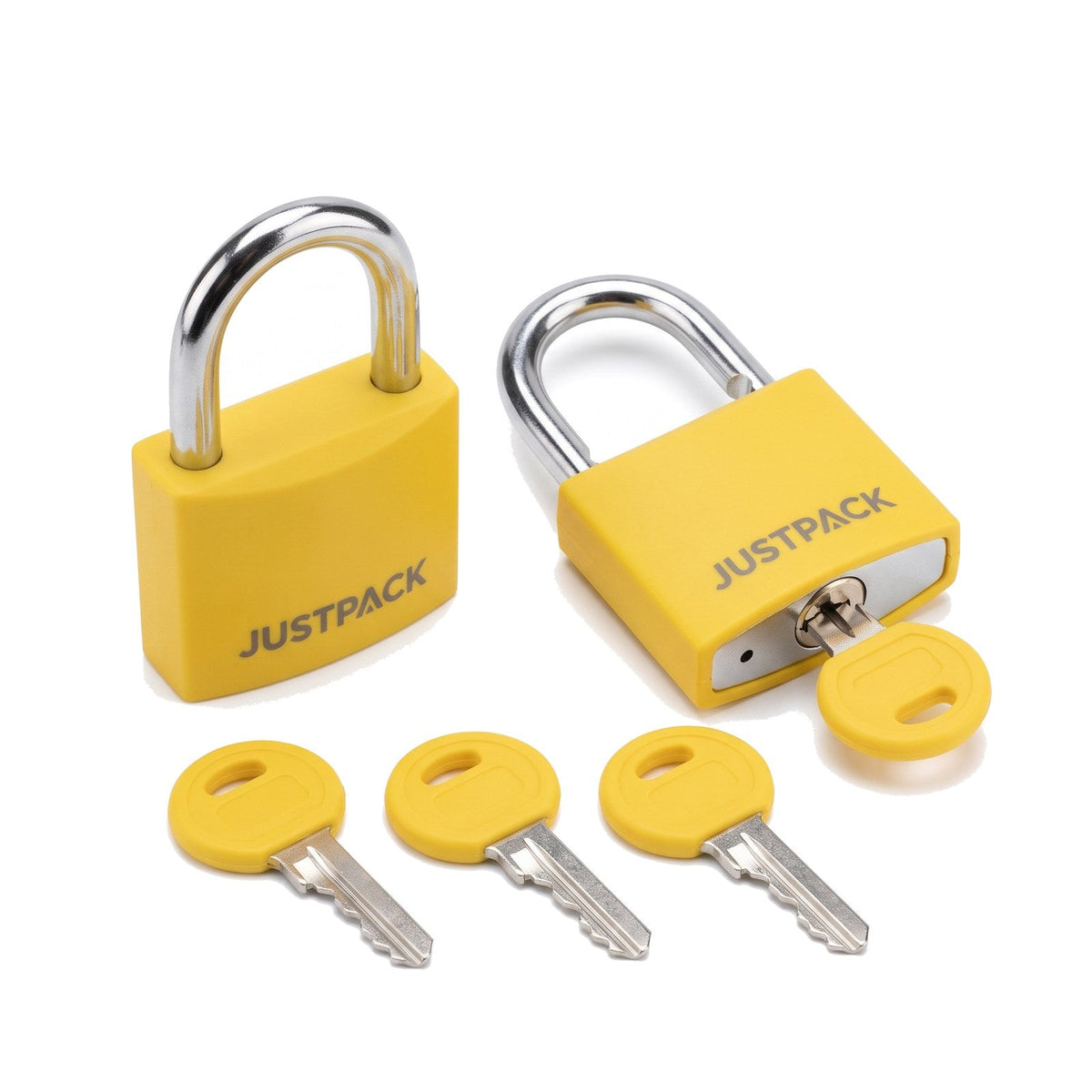 JUSTPACK Beacon keyed travel padlocks (2-pack) in yellow, main view