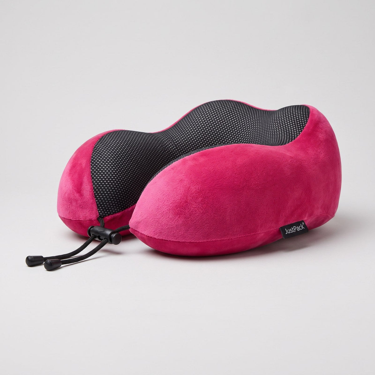 JUSTPACK Drift travel neck pillow in hot pink, side profile