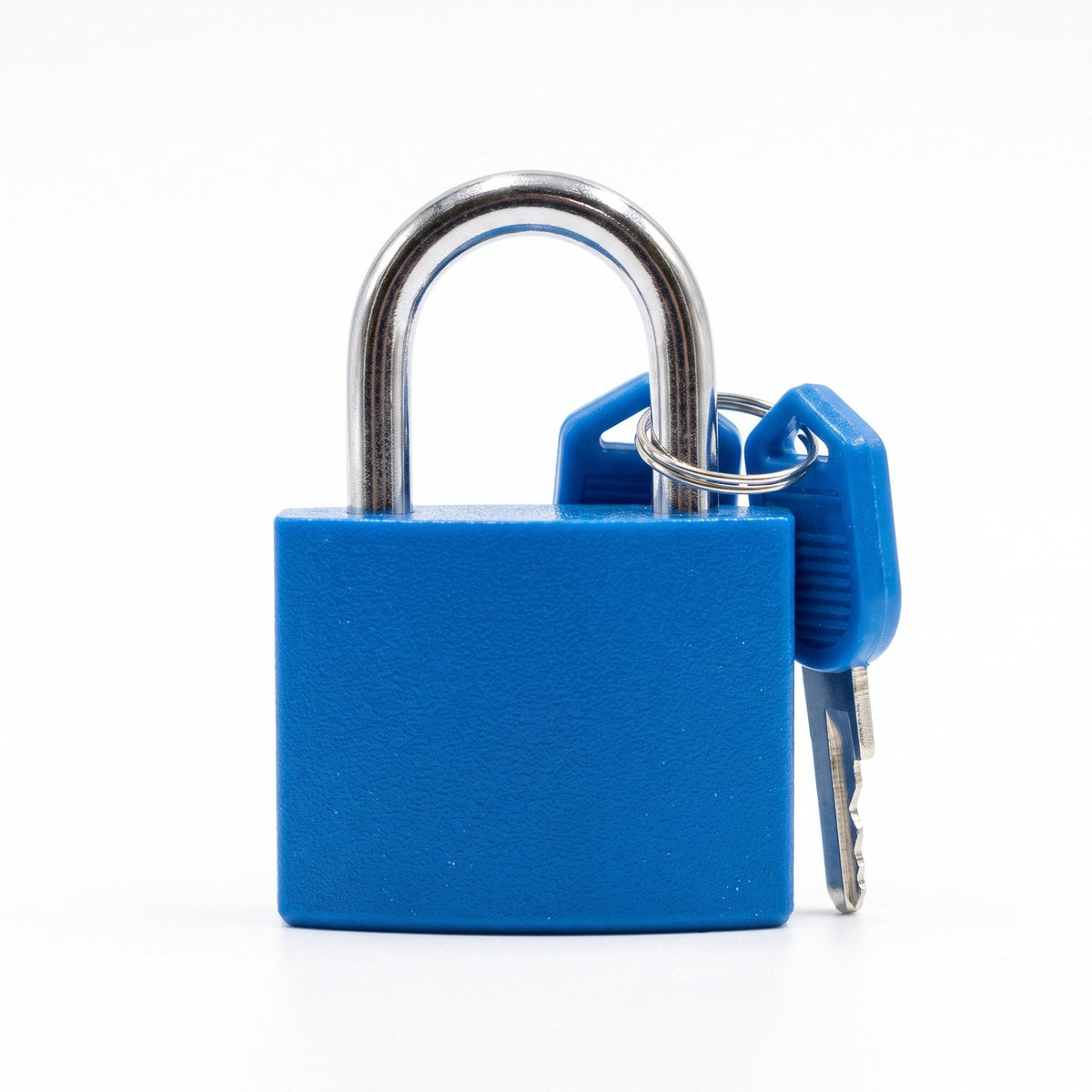 JUSTPACK Beacon keyed travel padlocks (2-pack) in blue, front view single lock