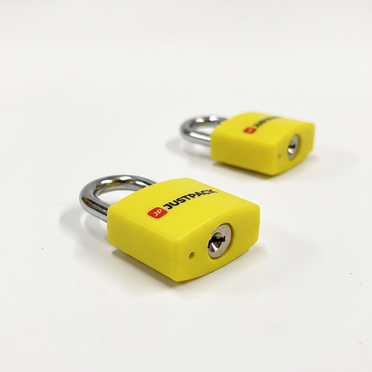 JUSTPACK Beacon keyed travel padlocks (2-pack) in yellow, side bottom view