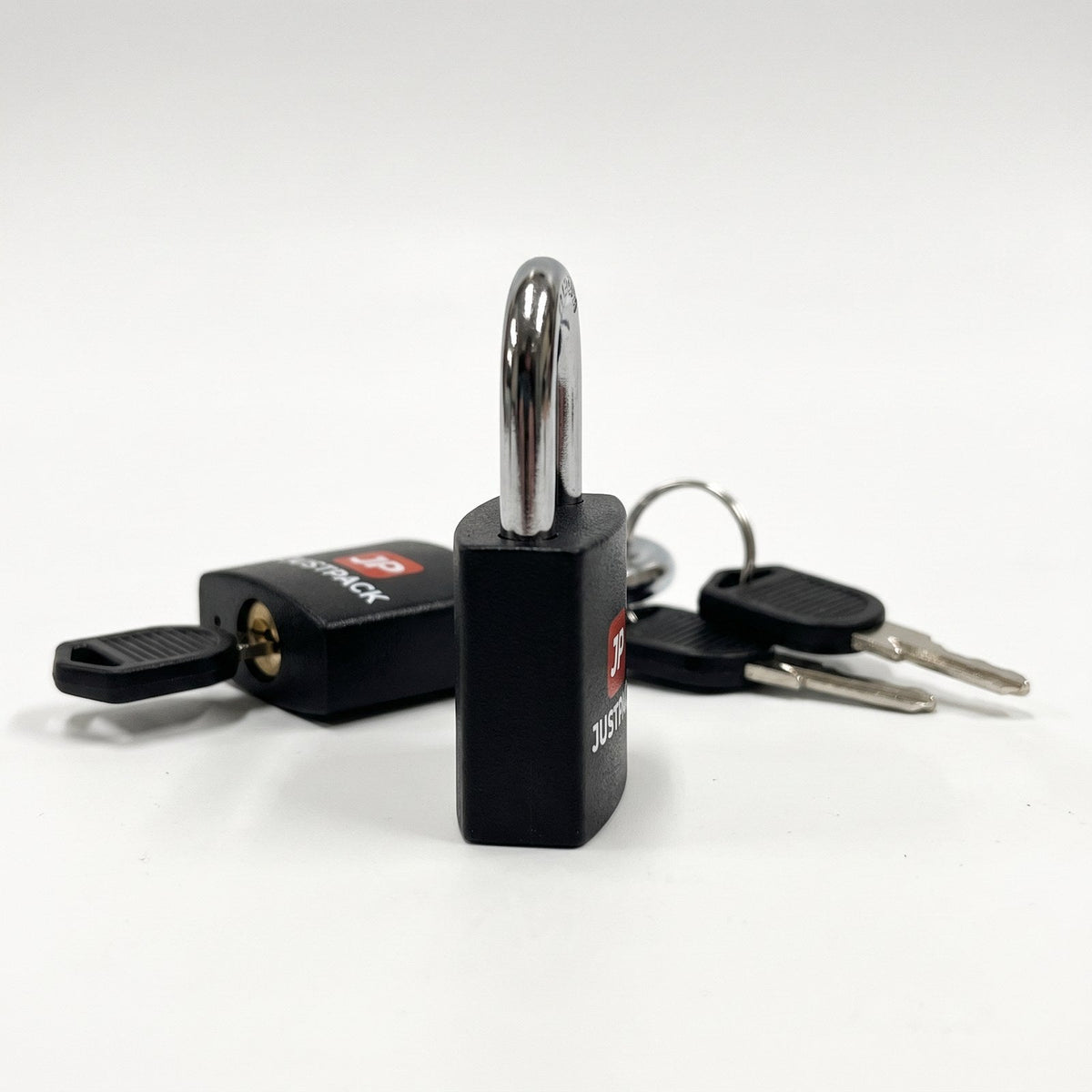 JUSTPACK Beacon keyed travel padlocks (2-pack) in black, side profile