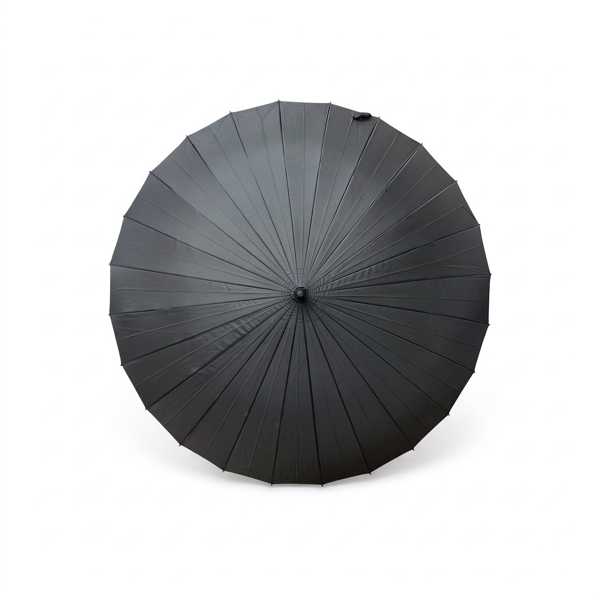 Ezzyrol Sovereign long stick umbrella in black, open, seen from above
