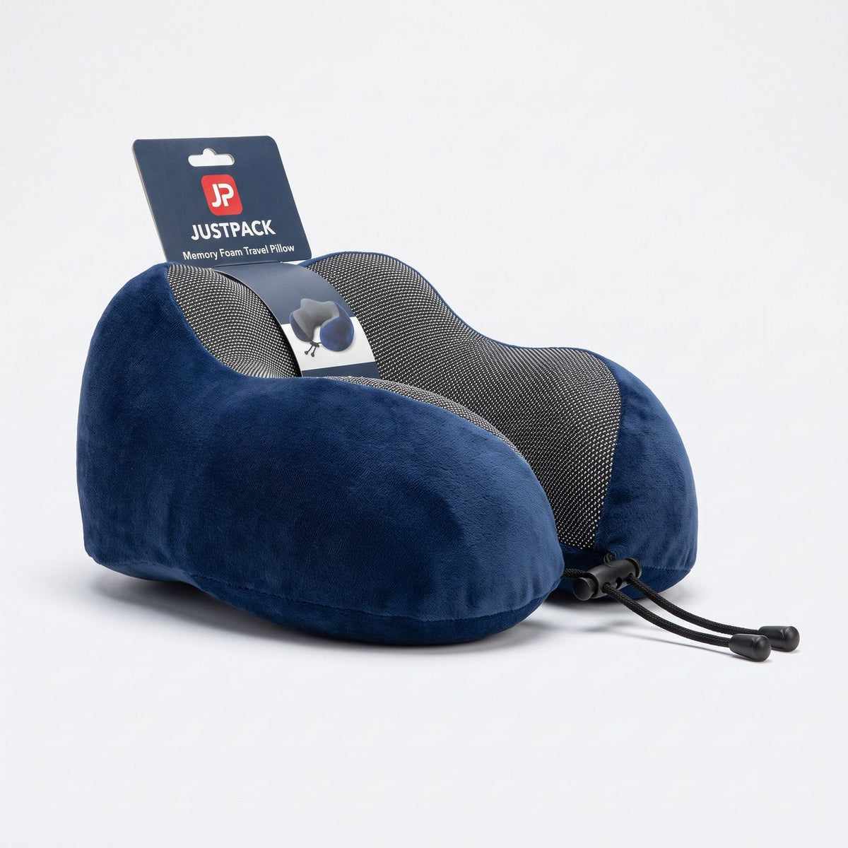JUSTPACK Drift travel neck pillow in navy blue, side profile