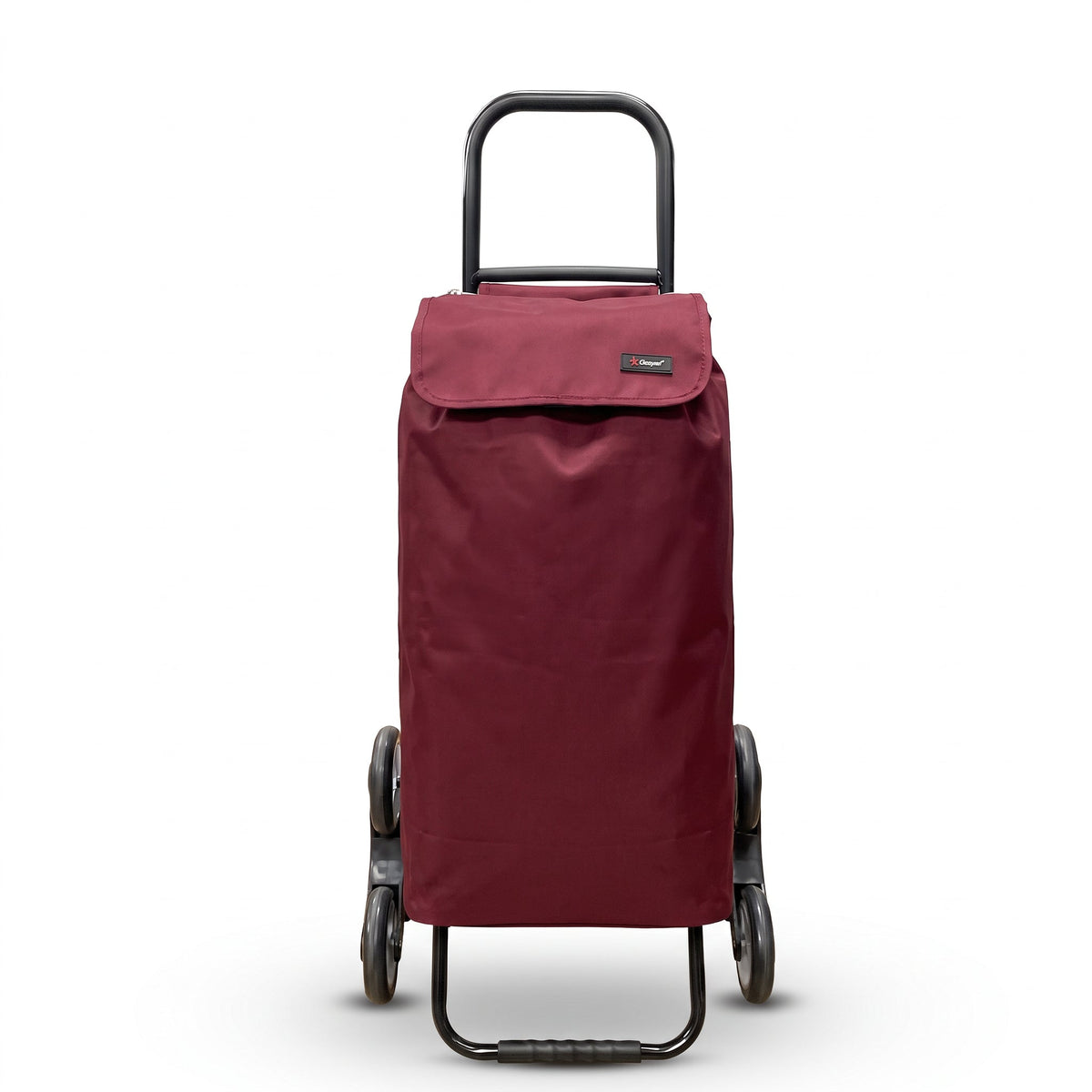 Ezzyrol 74L 6-wheel stair climber shopping trolley in red, front view