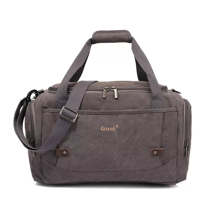 Grant canvas under seat holdall cabin bag in grey canvas with its shoulder strap