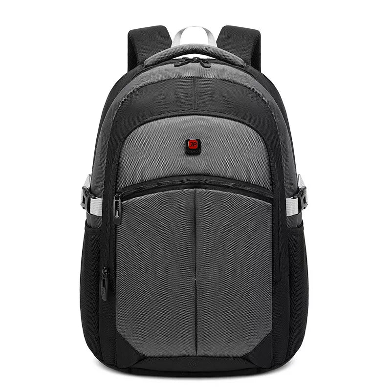 JustPack cabin flight backpack in grey and black, front view