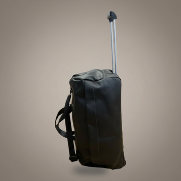 The Weekender, 26" Wheeled Trolley Holdall in Black Faux Leather, 72L Rolling Duffel Bag